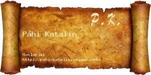 Páhi Katalin névjegykártya